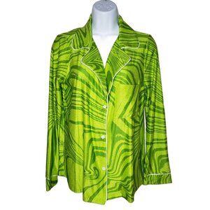 NWT Beyond Yoga Sz S Green Psychedelic Patterned Buttoned Pajama Top(1516)